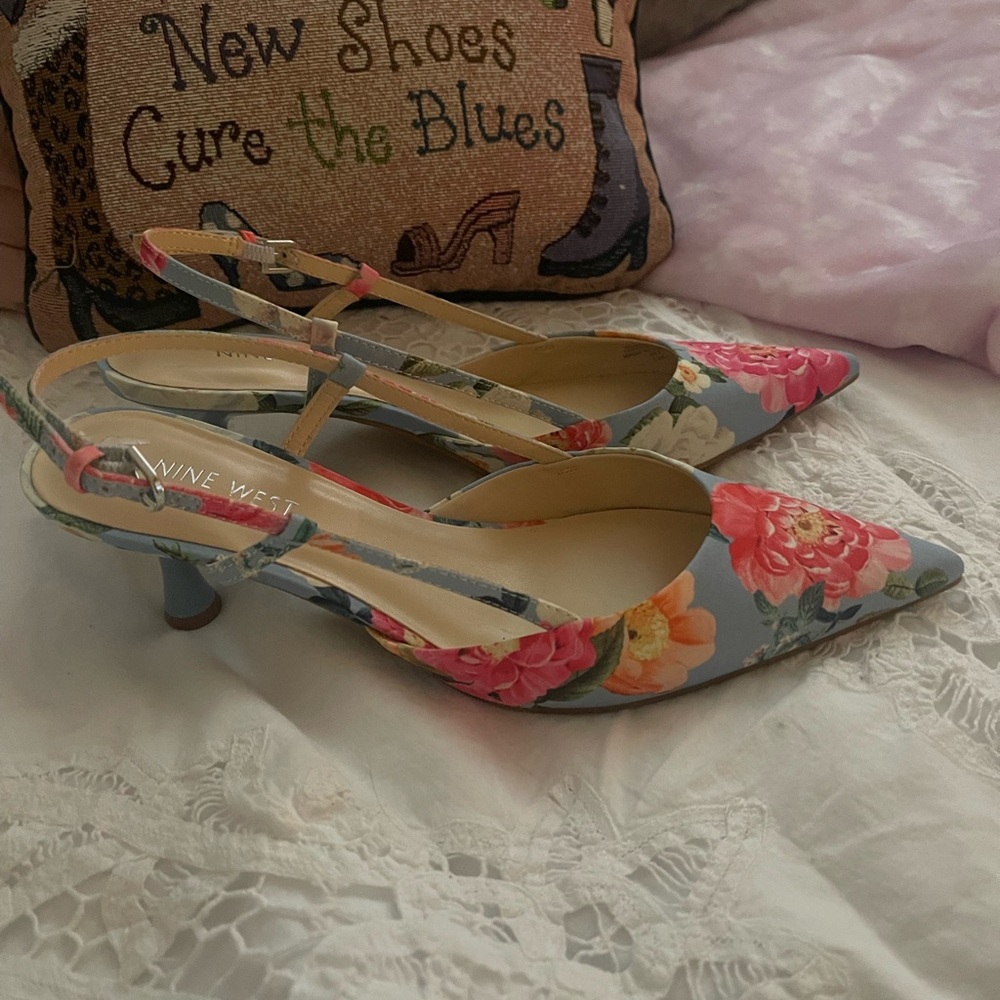 Nine West Women's Floral Slingback Heels - Multicolor
